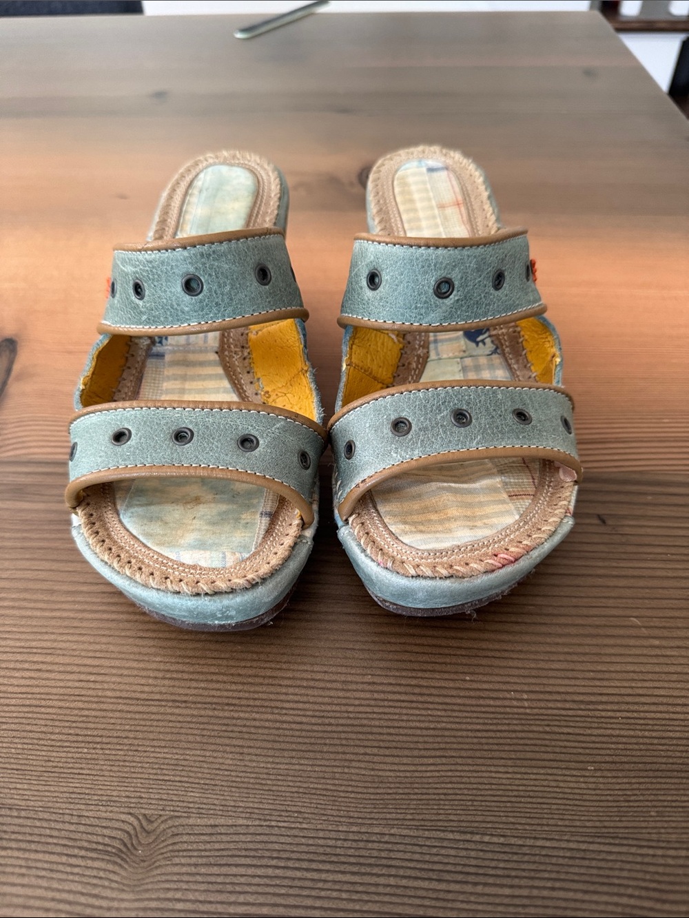 Women’s Light Blue Casual Wedge Slide Sandals